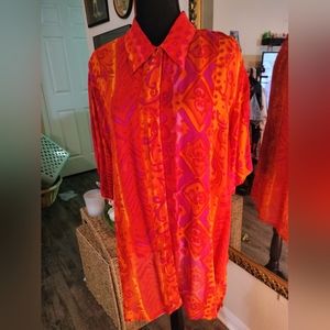 Vintage Erena button down short sleeve firey blouse. Size 1X.